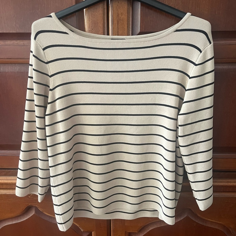 Grace Knitwear Black and Cream Striped Top